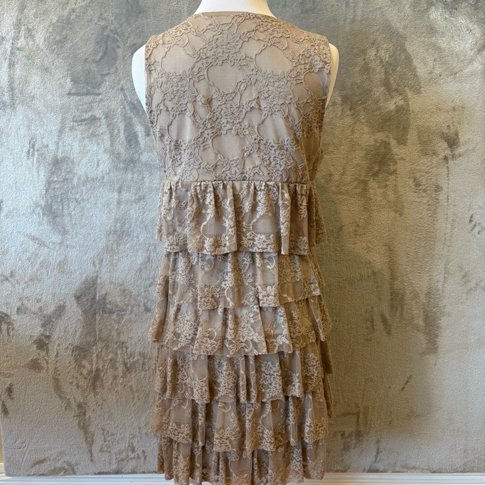 Boho Bohemian Flapper 1920s Lace Tiered Sleeveless Dress Sz M - Picture 5 of 12